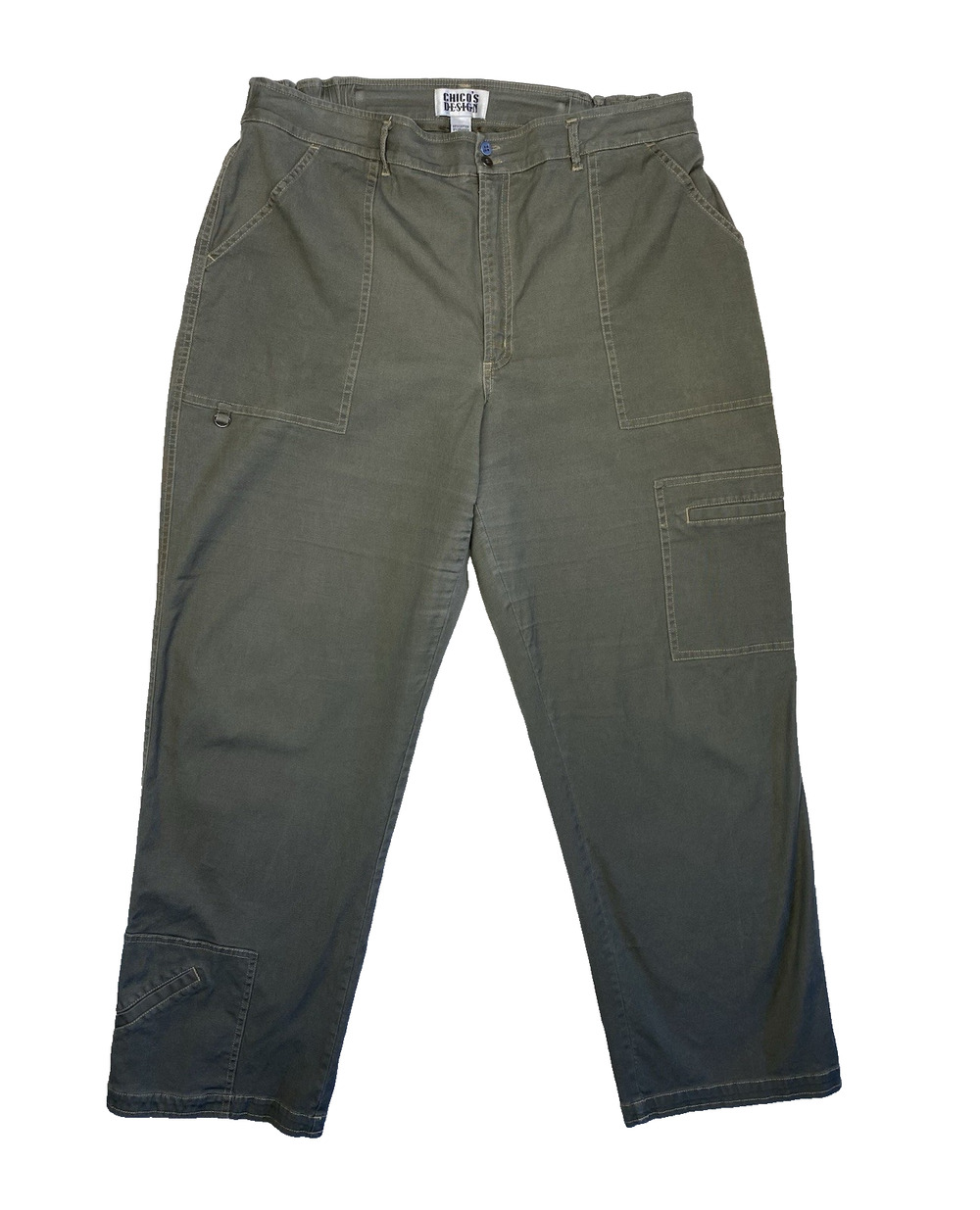 Chicos Cargo Pants Womens Size 3 (US 16) Vintage Military Green Utility Granola